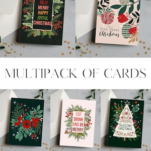 Misture e combine pacote de cartões de Natal / cartões de Natal feitos à mão com design digital / cartões festivos / pacote de cartões / cartões de felicitações de estações