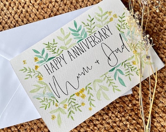 Personalised Happy Anniversary Card / Handmade Anniversary Card / Happy Anniversary Thoughtful Card / Happy Anniversary Mum & Dad / Wedding