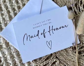 Will You Be My Maid Of Honour Card / Bridesmaid Card / Wedding Party / MOH / Maid Of Honour Card / Personalized Maid Of Honour Card / Hen