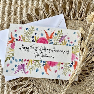 Cartão de aniversário personalizado/cartão de buquê de casamento/cartão especial de aniversário/pintado à mão/cartão de presente/cartão personalizado colorido