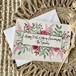Cartão de aniversário personalizado/cartão de buquê de casamento/cartão de aniversário especial/cartão de presente floral de inverno pintado à mão/cartão personalizado