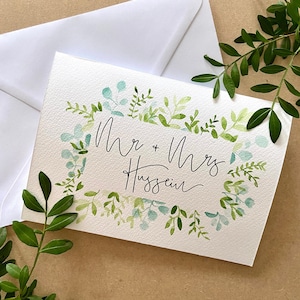 Personalised Wedding Card / Watercolour Wedding Card / Hand Painted Wedding Card / Wedding Gift Card / Mr & Mrs Card / Congratulations