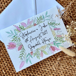 Personalised Wedding Card / Wedding Bouquet Card / Hand Painted Wedding Card / Wedding Gift Card / Mr & Mrs personalised Card / Bride Card