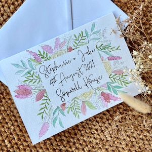 Tarjeta de boda personalizada / Tarjeta de ramo de boda / Tarjeta de boda pintada a mano / Tarjeta de regalo de boda / Tarjeta personalizada de Sr. y Sra. / Tarjeta de novia