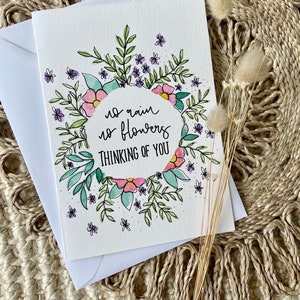 Pas de pluie pas de fleurs Penser à vous Carte / Penser à vous Carte / Carte d’ami personnalisée / Pensée personnalisée de vous / Dans nos pensées