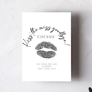 Kiss The Miss Goodbye Card / Carte personnalisée Hen Do / Carte personnalisée Bride To Be / Carte Hen Weekend / Happy Hen Do Card / Miss To Mrs