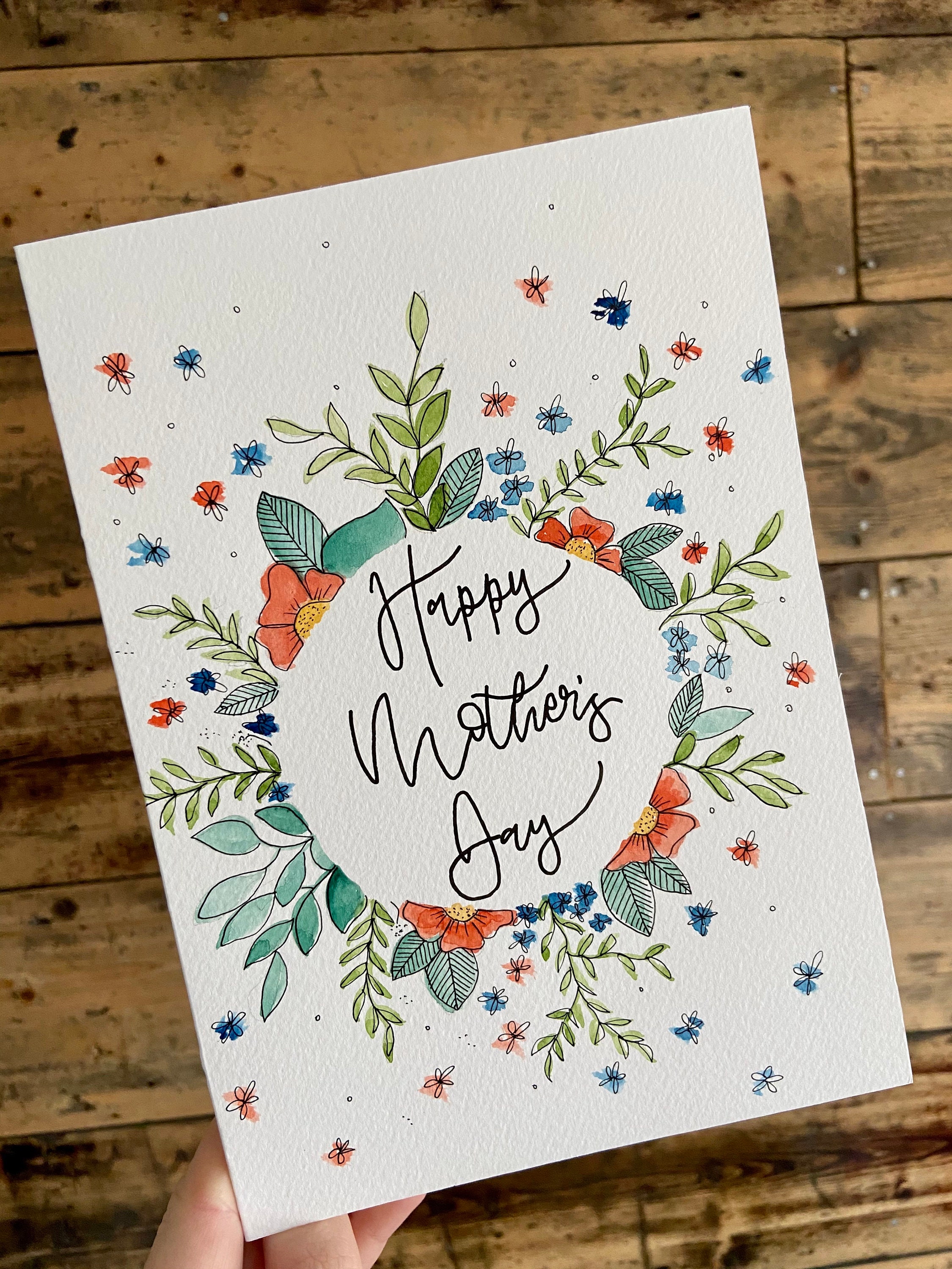 Handpainted Mothers Day Card / Happy Mothers Day Card / - Etsy UK