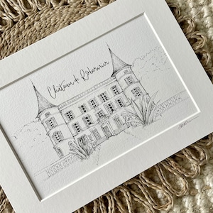 Lieu de mariage personnalisé dessiné à la main / cadeau de mariage / dessin de lieu de mariage / cadeau de mariage personnalisé / illustration de lieu / Biro