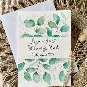 Carte de mariage botanique personnalisée / Carte de mariage à la feuille botanique / Carte de M. et Mme / Le jour de votre mariage / Carte personnalisée / Cadeau de mariage
