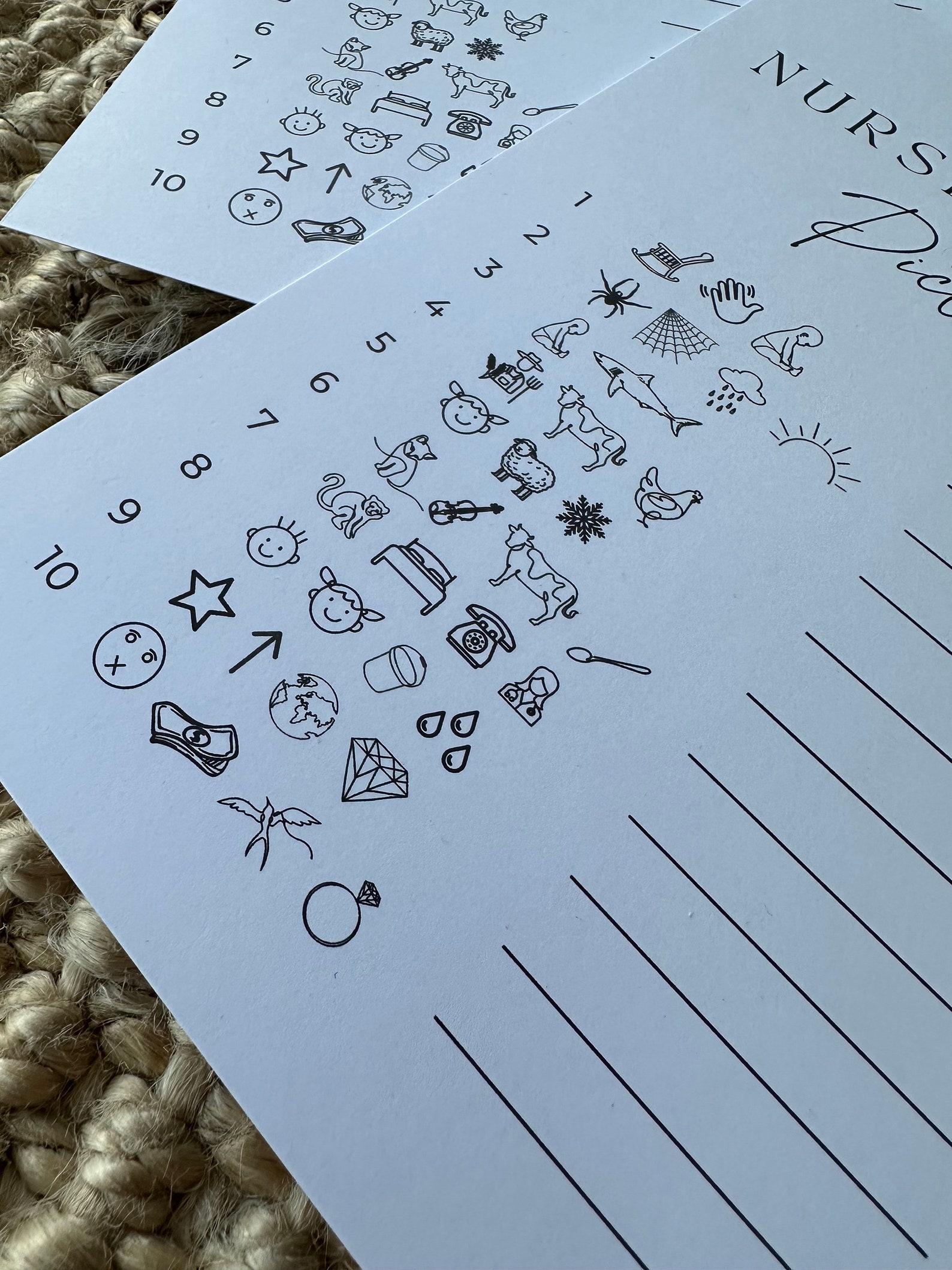 Personalised Custom Baby Shower Game, Printed Nursery Rhyme Pictionary ...