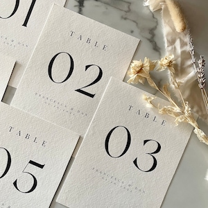 Numeri da tavolo classici e moderni personalizzati / Numeri da tavolo per matrimoni / Nomi da tavolo personalizzati / Decorazione da tavolo per matrimoni / Nozze semplici