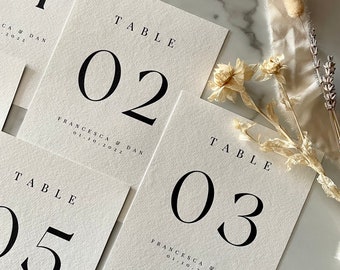 Personalised Classic Modern Table Numbers / Wedding Table Numbers / Personalised Table Names / Wedding Table Decoration / Simplistic Wedding