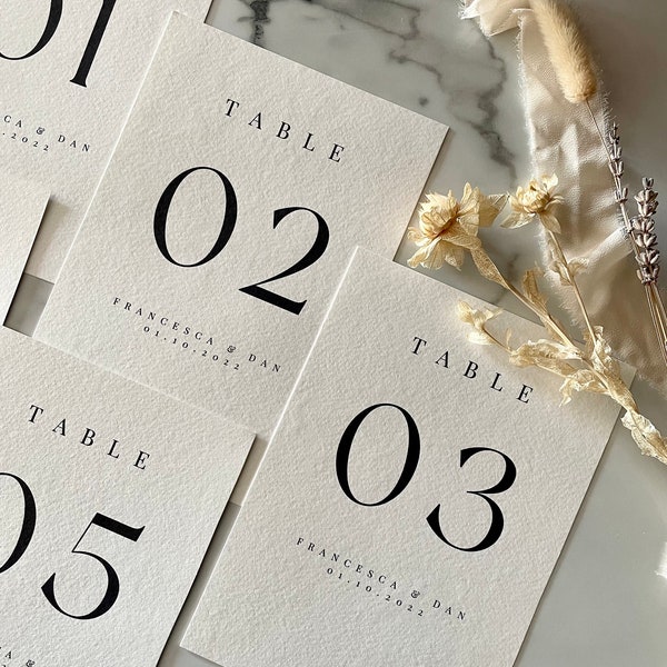 Personalised Classic Modern Table Numbers / Wedding Table Numbers / Personalised Table Names / Wedding Table Decoration / Simplistic Wedding