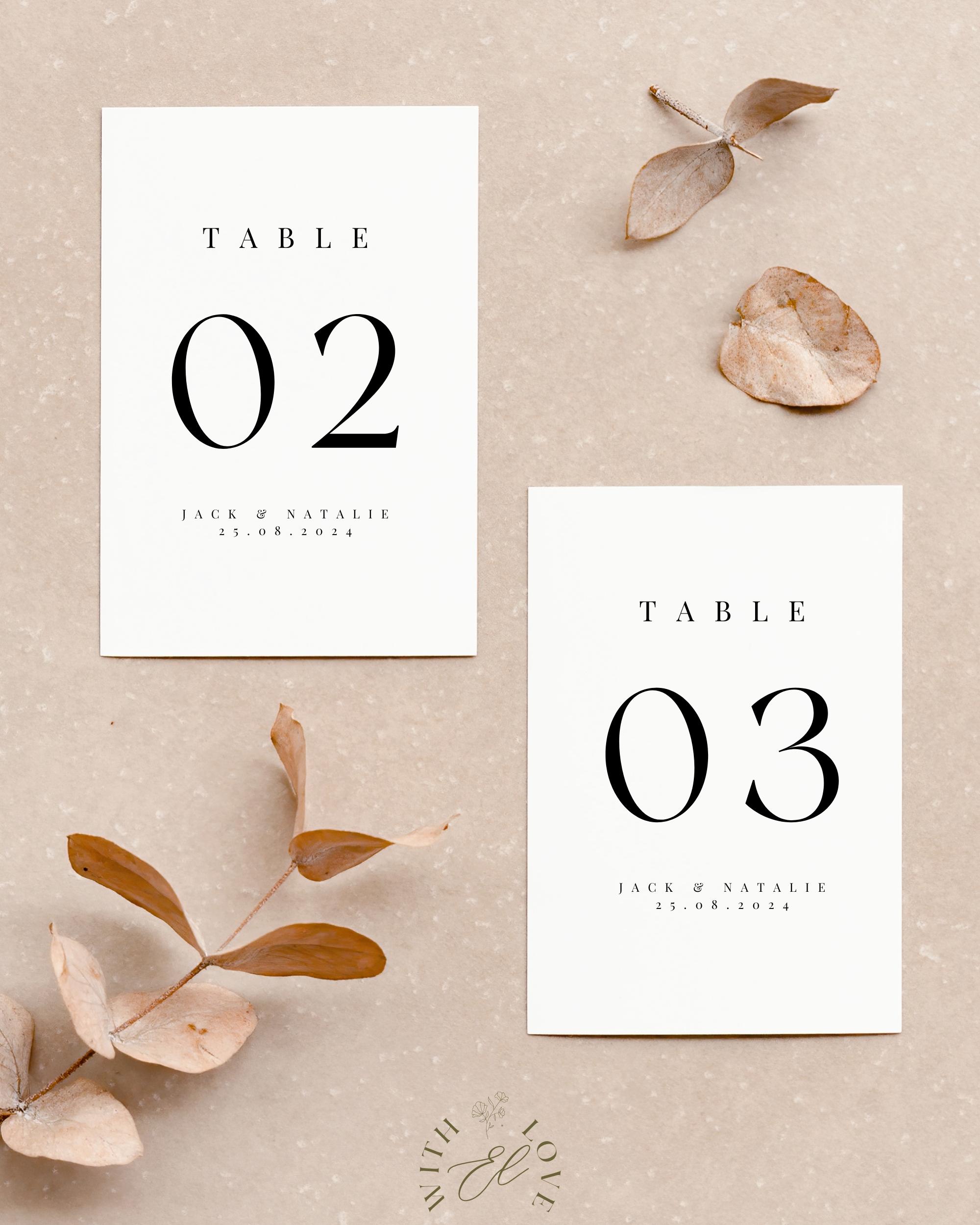 Luxury Customised Wedding Table Numbers, Printable PDF Wedding Table ...