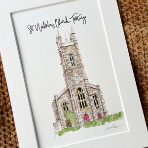 Aangepaste huisportret/handgeschilderde trouwlocatie tekening/nieuw huis cadeau/huis illustratie/nieuw huis cadeau/gebouw tekening/bruiloft