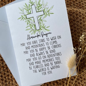Biglietto di battesimo personalizzato dipinto a mano / Carta di battesimo / Figlioccio / Figlioccio / Cartolina di battesimo personalizzata / Nipote / Nipote / Figlio