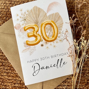 Tarjeta personalizada de feliz cumpleaños / Tarjeta de cumpleaños de edad / Tarjeta de cumpleaños / Tarjeta de los mejores deseos / Tarjeta de globo personalizada / Feliz cumpleaños