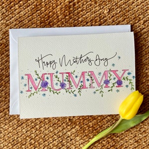 Tarjeta personalizada del Día de la Madre pintada a mano / Tarjeta feliz del Día de la Madre / Tarjeta floral personalizada del Día de la Madre / Tarjeta para mamá Nan GodMum Tía