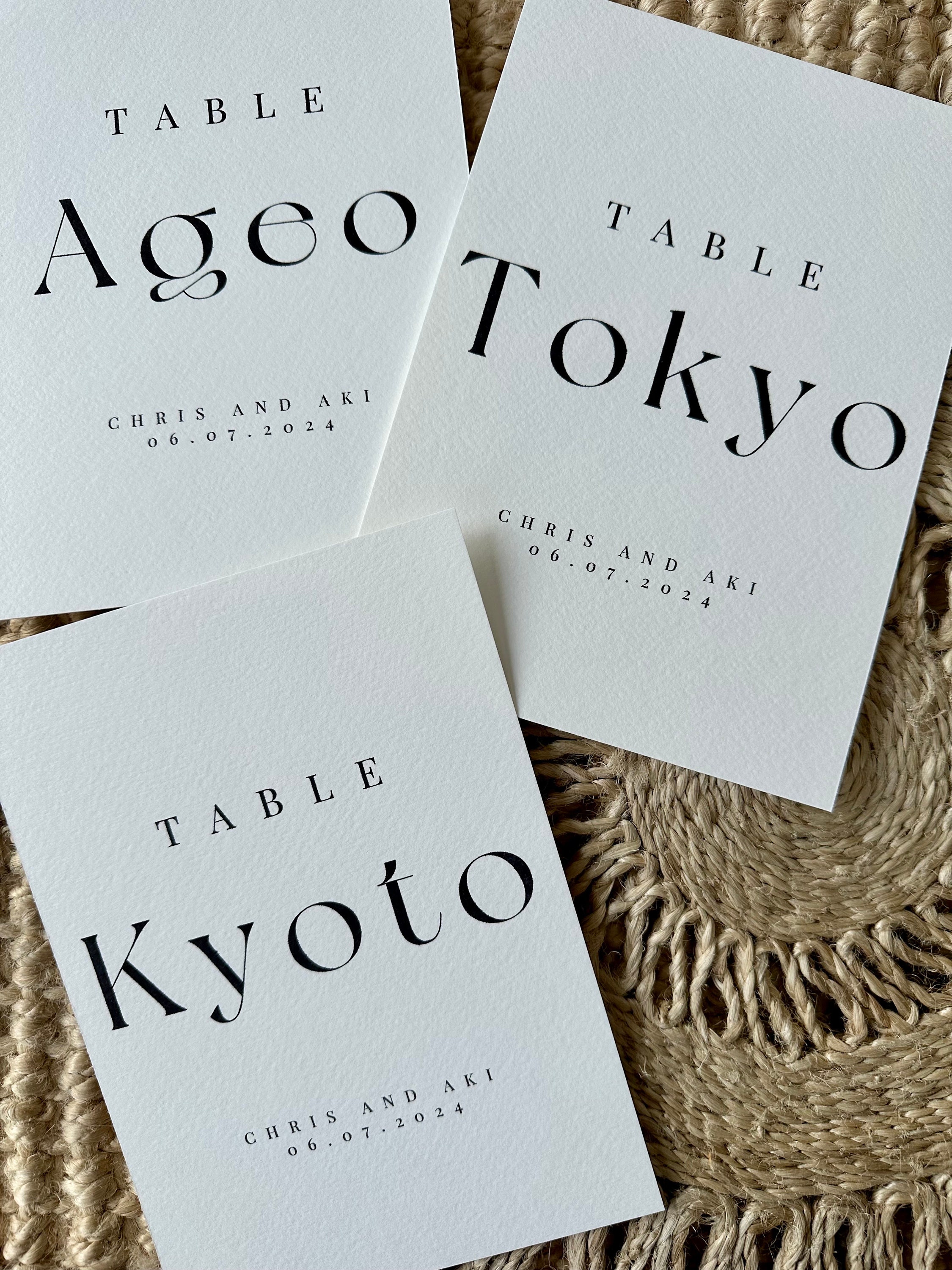 Personalised Classic Modern Table Names, Custom City Table Names ...