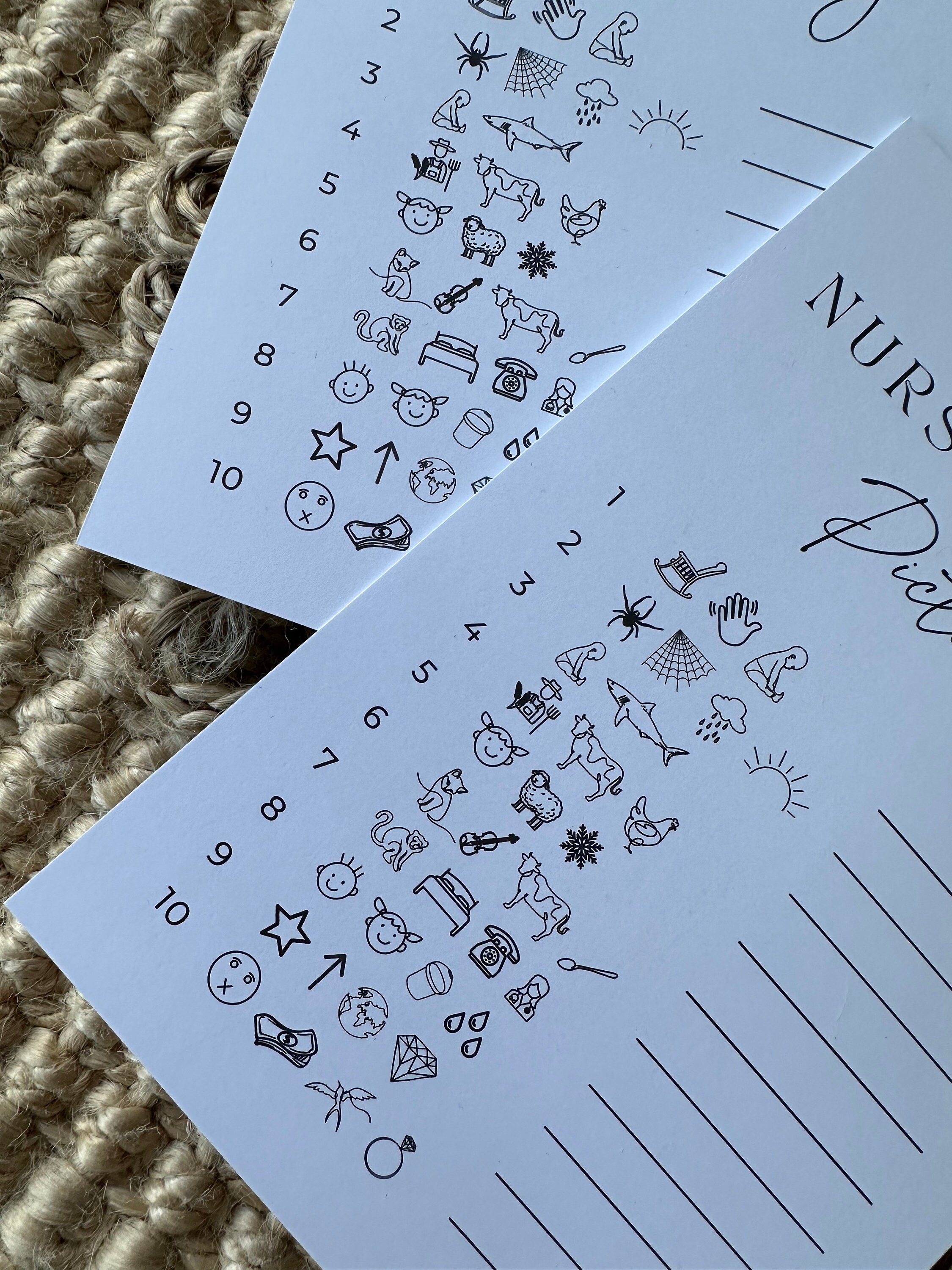 Personalised Custom Baby Shower Game, Printed Nursery Rhyme Pictionary ...