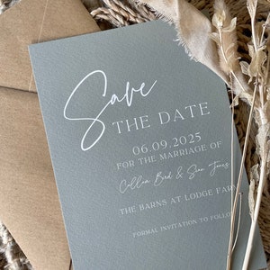 Lusso personalizzato verde salvia salva le date, matrimonio verde minimalista salva le date, moderno salva le carte data, invito a nozze rustico