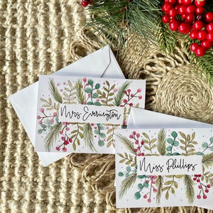 Personalised Teacher Christmas Card / Hand Painted Personalised Christmas Card / Teacher Card / Personalised Bespoke Card / Christmas Card