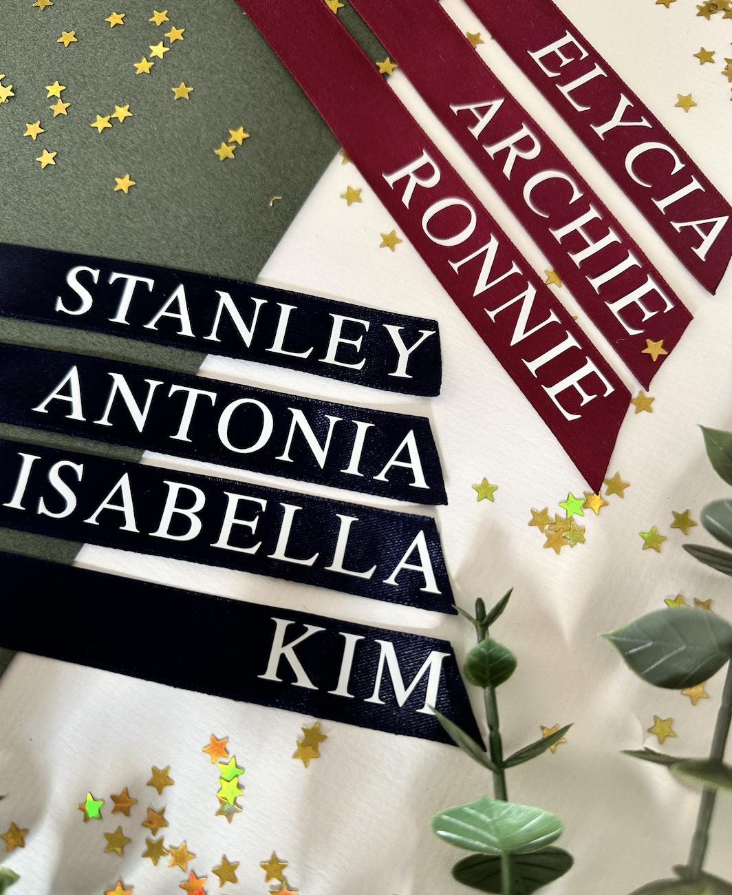 Personalised Satin Ribbon Bow Place Names, Christmas Ribbon Place Names ...