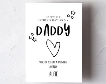 Personalised Happy First Father's Day Card / First Father's Day As My Daddy Card / Personalised Card / Happy Father's Day / First Dad Day