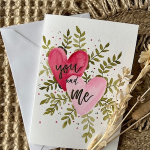 Biglietto di San Valentino dipinto a mano, Biglietto d'amore, Biglietto di San Valentino personalizzato, Cuore, Botanico, Per mia moglie, Fidanzata, Fidanzato, Marito