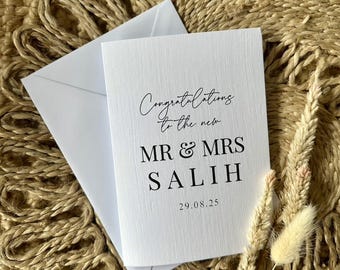 Personligt bröllopskort, bröllopspresent, anpassat bröllopskort, efternamn, herr och fru-kort, herr och herr, fru och fru, lyckligt par, förlovningskort