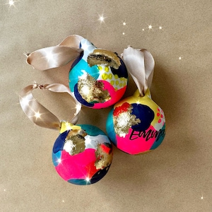 Colourful Ceramic Abstract Bauble, Tree Decoration, Personalised Tree Decoration, Custom Bauble, Bright Colourful Bauble, Abstract bauble