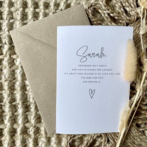 Personalisierte Freundschaftskarte / Will You Be My Bridesmaid Karte / Personalisierte Beste Freundin Karte / Freundschaftsgedichte / Kleines Freund Geschenk / Karte