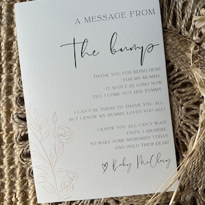 Un mensaje de The Bump, signo de baby shower, decoración de baby shower, mensaje del bebé, mensaje personalizado de The Bump, bebé personalizado
