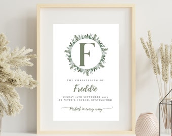 Personalised Botanical Christening Print, Personalised Christening Print, Personalised Baptism Gift, Godson Print, Goddaughter Gift, Baptism