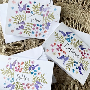 Personalisierte Bemalte Florale Namenskarten / Lehrerkarte / Freundschaftskarte / Personalisierte Karte für Lehrer / Freund / Mama / Brautjungfern / Schwester