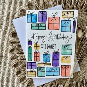 Nombre personalizado Tarjeta de feliz cumpleaños / Tarjeta de regalo de cumpleaños / Tarjeta de cumpleaños pintada a mano / Tarjeta personalizada / Tarjeta de cumpleaños de niño / Regalo