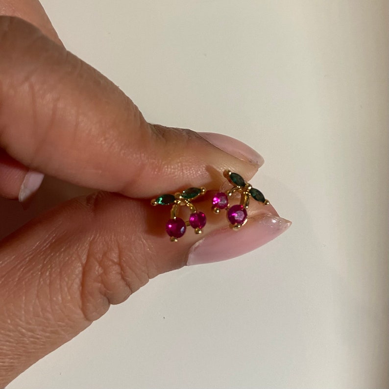 cherry 24k gold filled stud earrings