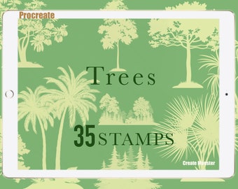 35 Procreate TreesStamps, Procreate Forest Stamps, Plant Stamps, Procreate Stamp set, Procreate Greenery, Procreate Botanical