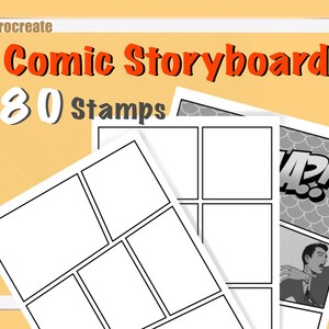 80 Procreate Blank Comic Book Template , Size 8.5x11 inch, Procreate Photo Collage Storyboard Templates. procreate storyboard Manga Template