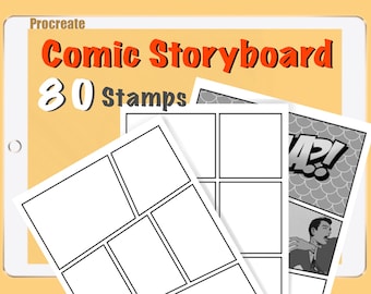 80 Procreate Blank Comic Book Template , Size 8.5x11 inch, Procreate Photo Collage Storyboard Templates. procreate storyboard Manga Template