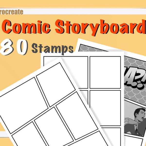 80 Procreate Blank Comic Book Template, Grootte 8.5x11 inch, Procreate Photo Collage Storyboard Templates. procreate storyboard Manga Sjabloon