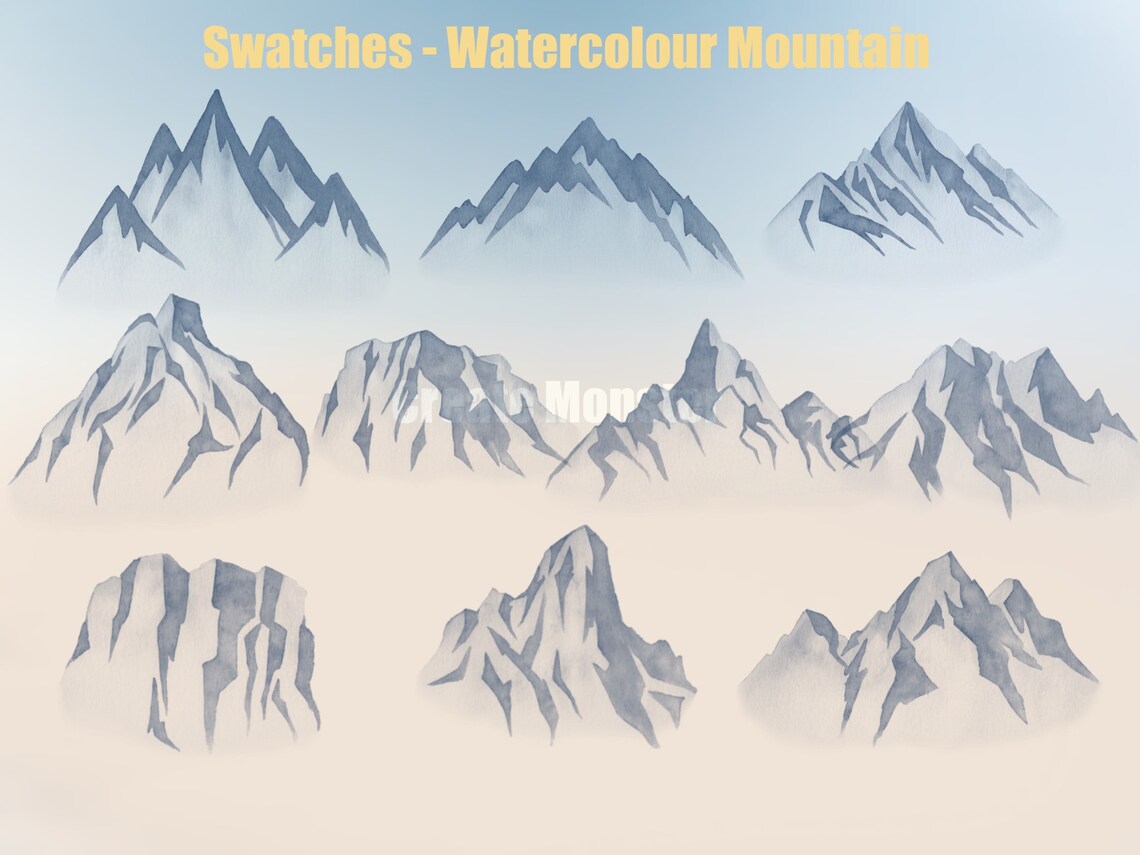 39 Procreate Stamps Brushes Mountain Scene Maker Etsy