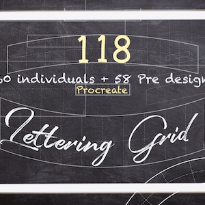 Ultimate Procreate Lettering Grid - Procreate lettering guide - 118 Stamps - procreate calligraphy - lettering tools - Lettering Grid