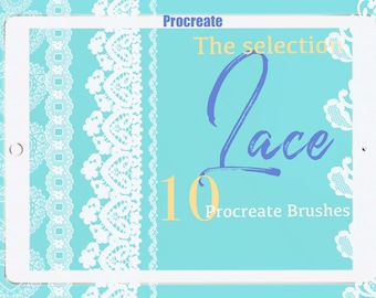 Selection of 10 Brushes-Procreate Lace Brushes Seamless- Procreate Stamps - Fashion illustration - Fashion Design- -Textile - lace border