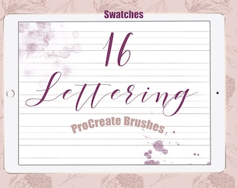 Procreate Lettering Brush - Procreate texture lettering - 16 brushes - procreate calligraphy -  Lettering Practice - writing