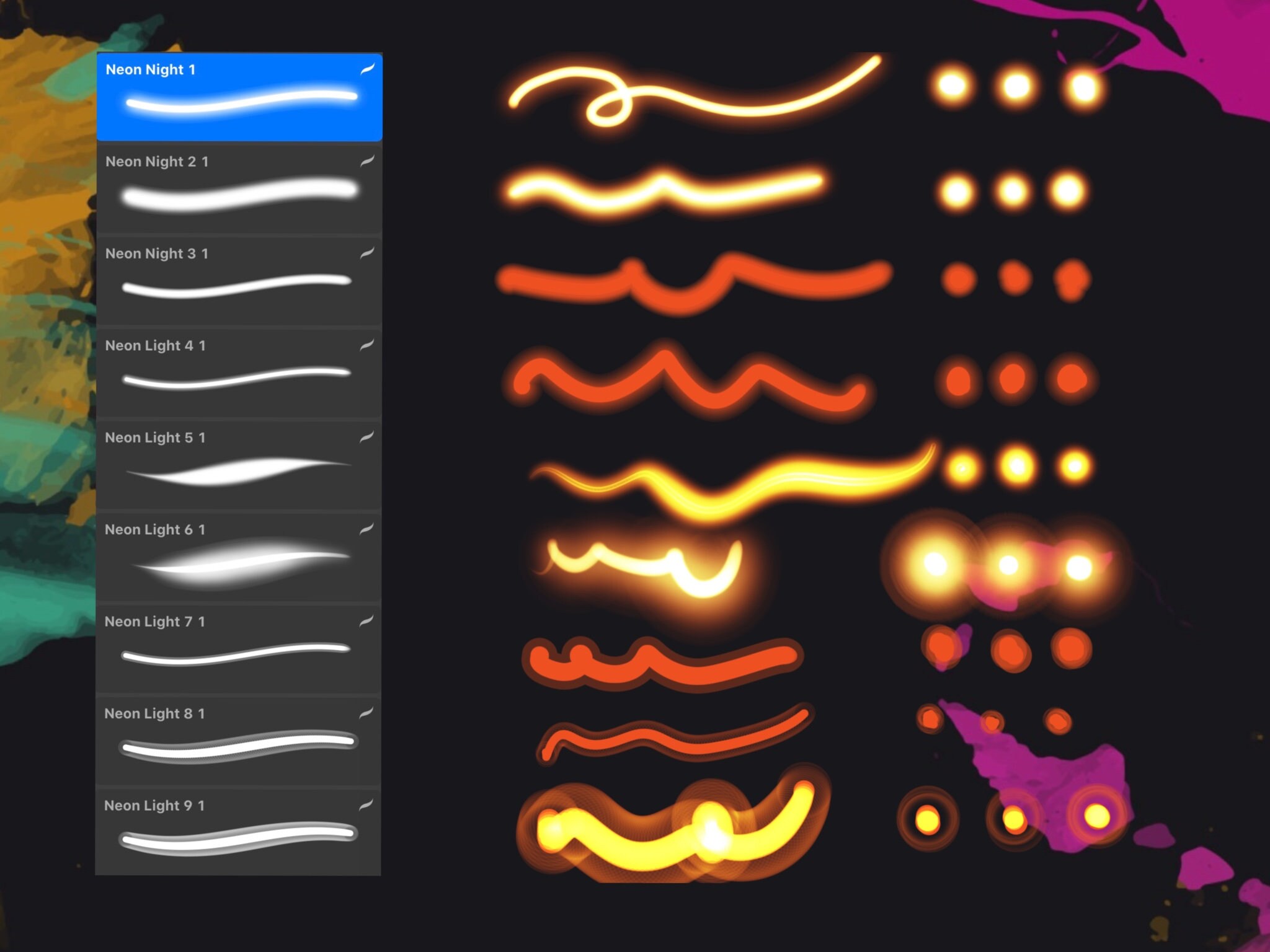 16 Procreate Neon Brushes the Best Neon Brush Procreate Etsy