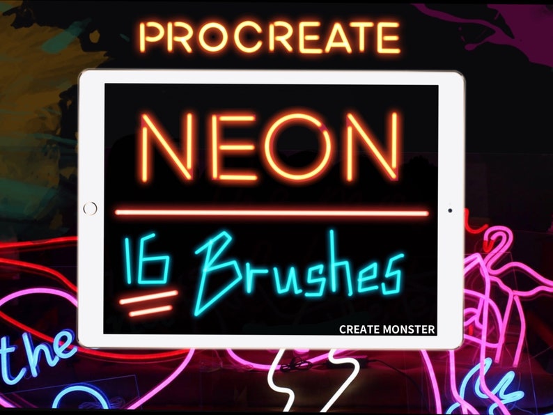 16 Procreate Neon Brushes the Best Neon Brush Procreate Etsy