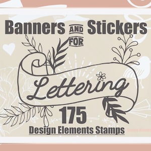 Procreate Lettering Banner Stamps -Procreate Tattoo Procreate cute sticker - Lettering design elements - iPad lettering - Calligraphy Decor