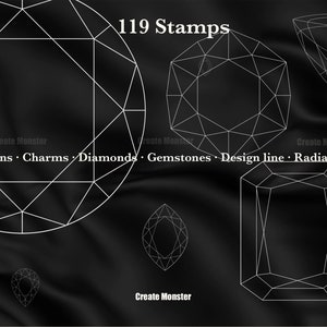 119 Procreate Stamp Sieraden Bundel Procreate Gems Diamond Diamond Procreate Tattoo Stamp Procreate Jewel stempel Procreate Chains Stamp afbeelding 2