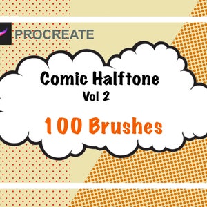 100 pędzli Procreate - Kropki i wzory - Cieniowanie Procreate - Komiks Procreate - Styl komiksu vintage - Pędzle półtonowe Procreate